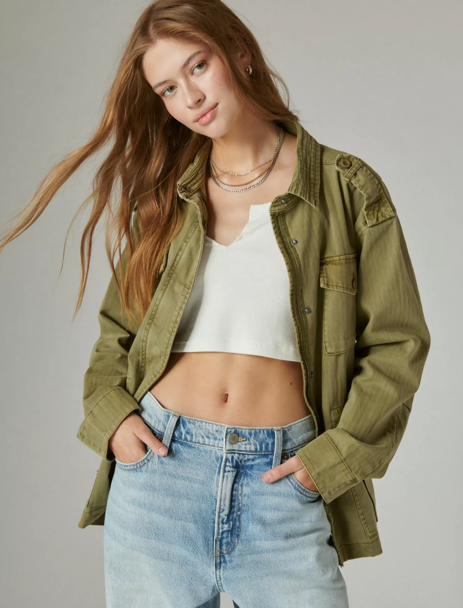 Lucky Brand classic military jacket olive drab*WOMEN Jackets & Outerwear