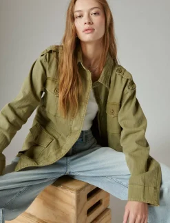 Lucky Brand classic military jacket olive drab*WOMEN Jackets & Outerwear
