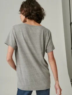 Lucky Brand classic v-neck light heather grey (b03)*WOMEN Knit Tops