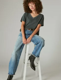 Lucky Brand classic v-neck asphalt*WOMEN Knit Tops