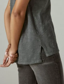 Lucky Brand classic v-neck asphalt*WOMEN Knit Tops