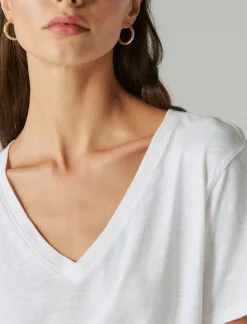 Lucky Brand classic v-neck bright white*WOMEN Knit Tops