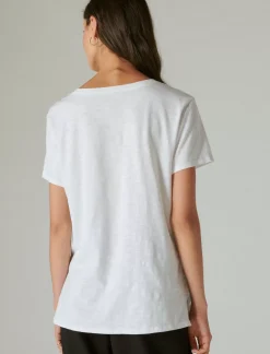 Lucky Brand classic v-neck bright white*WOMEN Knit Tops