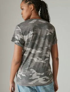 Lucky Brand classic v-neck black camouflage*WOMEN Knit Tops
