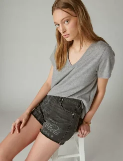 Lucky Brand classic v-neck medium heather grey*WOMEN Knit Tops