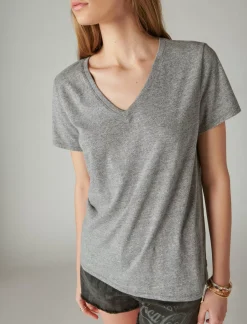 Lucky Brand classic v-neck medium heather grey*WOMEN Knit Tops