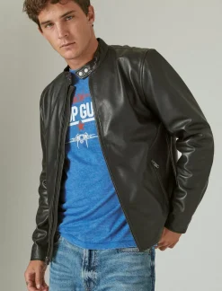 Lucky Brand clean leather bonneville jacket #001 black*MEN Jackets & Outerwear