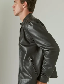 Lucky Brand clean leather bonneville jacket #001 black*MEN Jackets & Outerwear