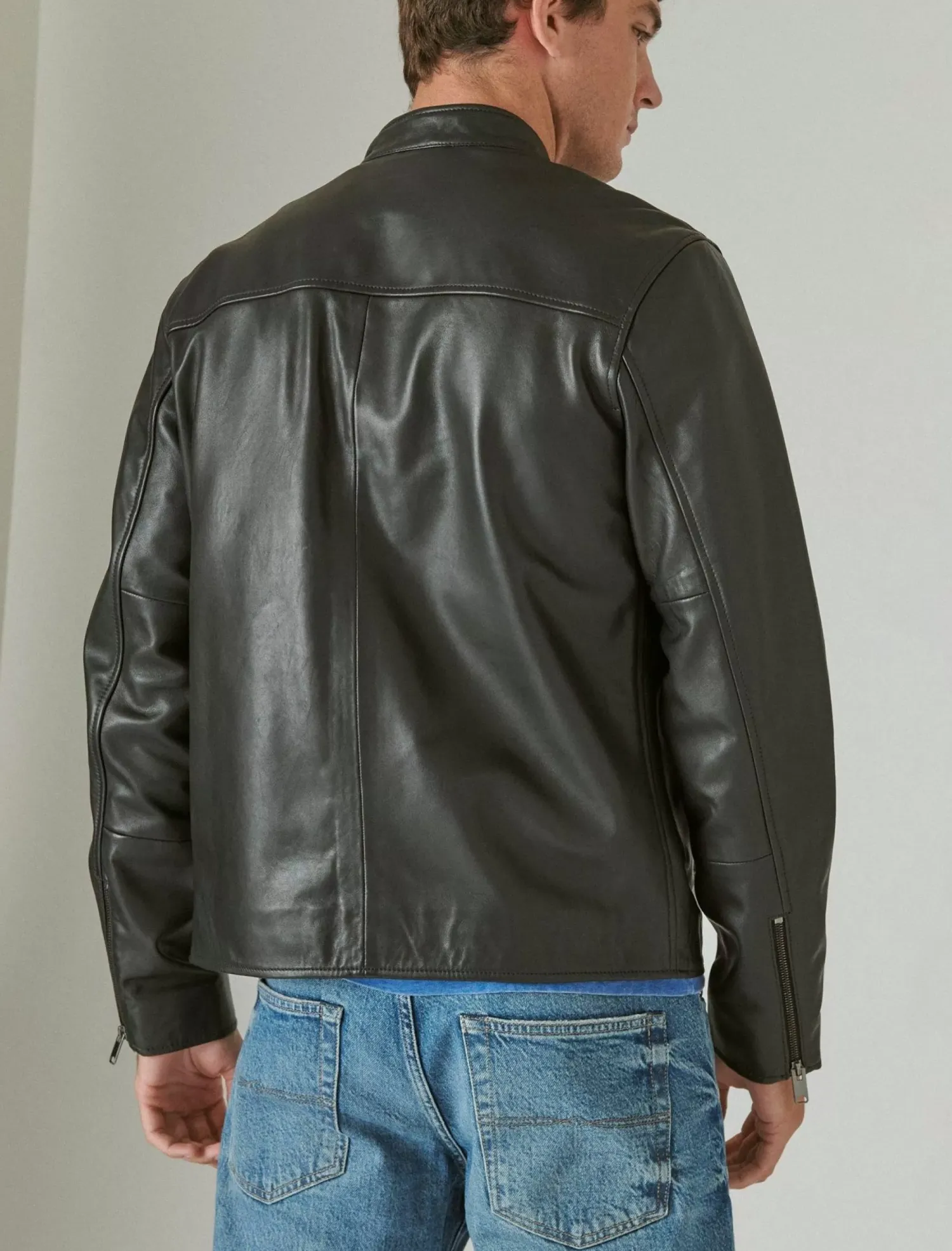 Lucky Brand clean leather bonneville jacket #001 black*MEN Jackets & Outerwear