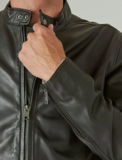 Lucky Brand clean leather bonneville jacket #001 black*MEN Jackets & Outerwear