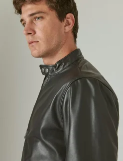 Lucky Brand clean leather bonneville jacket #001 black*MEN Jackets & Outerwear
