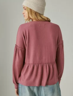 Lucky Brand cloud jersey babydoll top rose brown*WOMEN Activewear