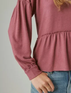 Lucky Brand cloud jersey babydoll top rose brown*WOMEN Activewear