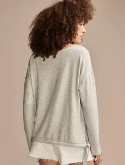 Lucky Brand cloud jersey bubble top light heather grey*WOMEN Knit Tops
