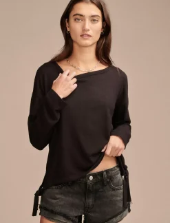 Lucky Brand cloud jersey bubble top jet black*WOMEN Knit Tops