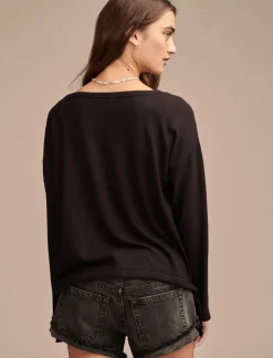Lucky Brand cloud jersey bubble top jet black*WOMEN Knit Tops