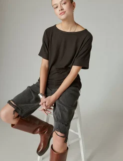 Lucky Brand cloud jersey crew neck tee jet black*WOMEN Knit Tops