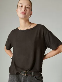 Lucky Brand cloud jersey crew neck tee jet black*WOMEN Knit Tops