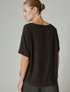 Lucky Brand cloud jersey crew neck tee jet black*WOMEN Knit Tops