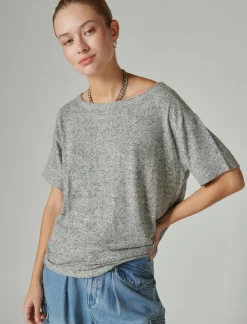 Lucky Brand cloud jersey crew neck tee medium heather grey*WOMEN Knit Tops