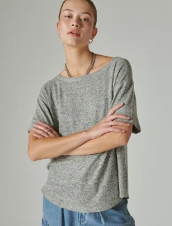 Lucky Brand cloud jersey crew neck tee medium heather grey*WOMEN Knit Tops