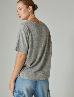 Lucky Brand cloud jersey crew neck tee medium heather grey*WOMEN Knit Tops