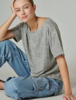 Lucky Brand cloud jersey crew neck tee medium heather grey*WOMEN Knit Tops