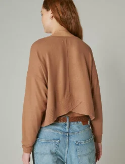 Lucky Brand cloud jersey exposed seam top raw umber*WOMEN Activewear