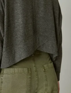 Lucky Brand cloud jersey exposed seam top charcoal heather*WOMEN Activewear