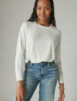 Lucky Brand cloud jersey long sleeve crew ethereal white*WOMEN Activewear