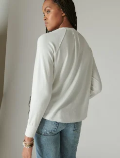 Lucky Brand cloud jersey long sleeve crew ethereal white*WOMEN Activewear