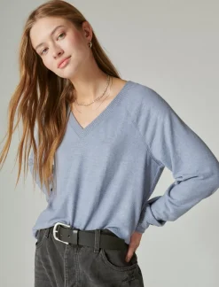 Lucky Brand cloud jersey long sleeve v neck flint stone*WOMEN Activewear