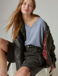 Lucky Brand cloud jersey long sleeve v neck flint stone*WOMEN Activewear