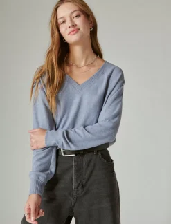 Lucky Brand cloud jersey long sleeve v neck flint stone*WOMEN Activewear
