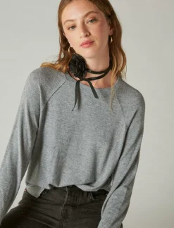 Lucky Brand cloud jersey long sleeve crew heather combo*WOMEN Activewear