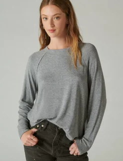 Lucky Brand cloud jersey long sleeve crew heather combo*WOMEN Activewear