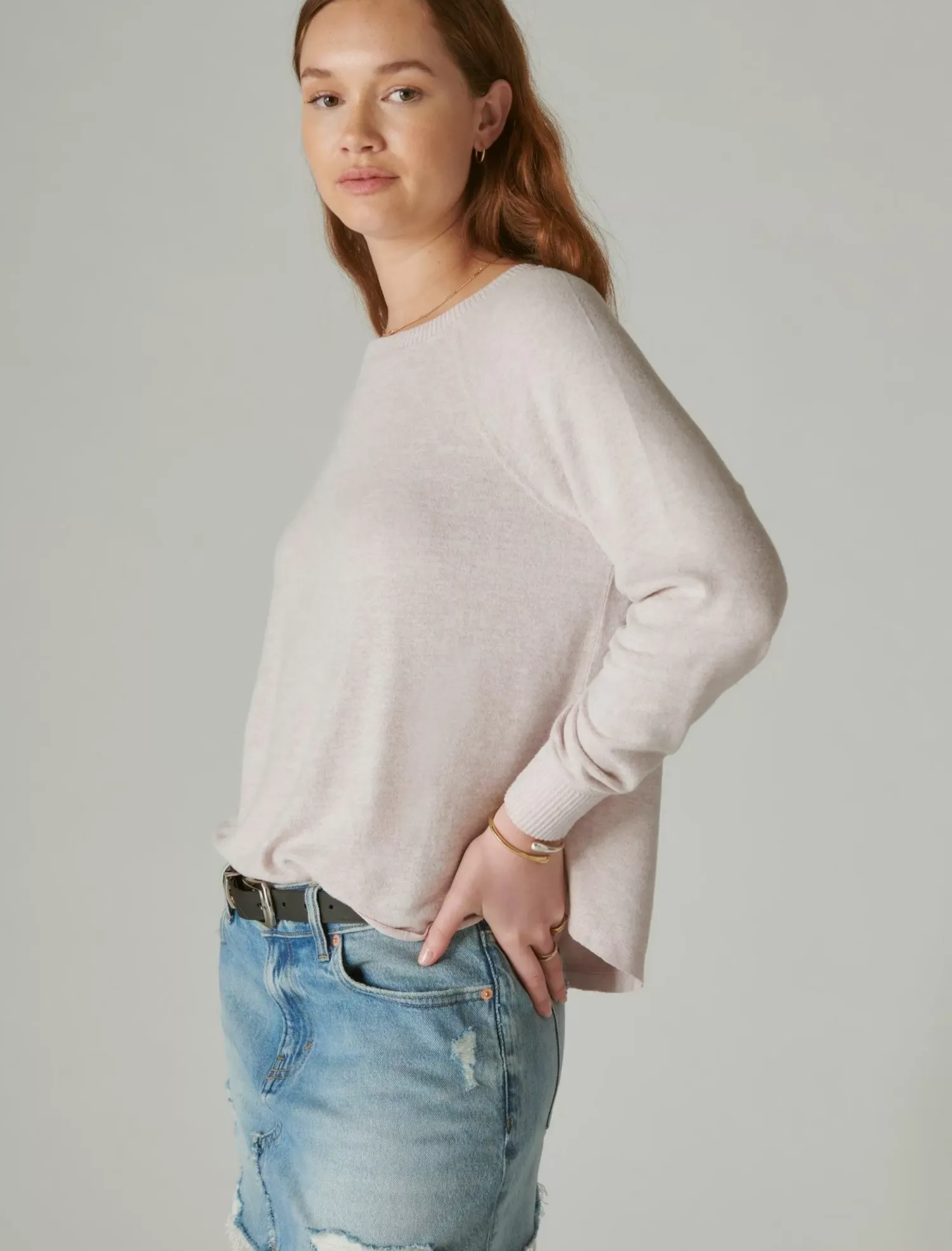 Lucky Brand cloud jersey long sleeve crew dawn pink*WOMEN Activewear