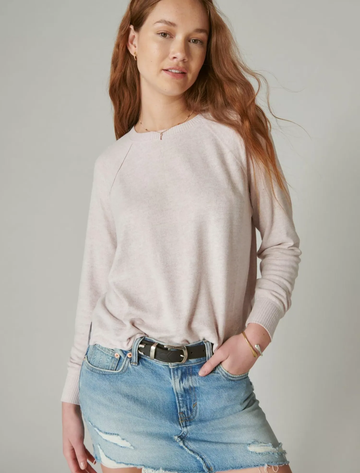 Lucky Brand cloud jersey long sleeve crew dawn pink*WOMEN Activewear