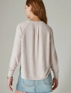 Lucky Brand cloud jersey long sleeve crew dawn pink*WOMEN Activewear