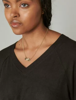 Lucky Brand cloud jersey long sleeve v neck jet black*WOMEN Activewear