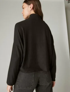 Lucky Brand cloud jersey mock neck top jet black*WOMEN Activewear
