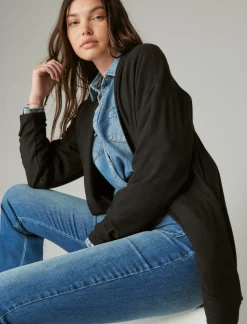 Lucky Brand cloud jersey shawl collar cardigan jet black*WOMEN Activewear