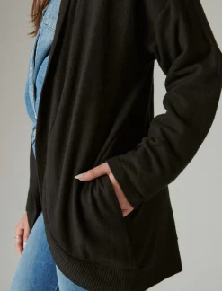 Lucky Brand cloud jersey shawl collar cardigan jet black*WOMEN Activewear