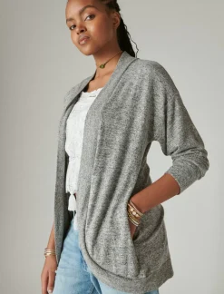 Lucky Brand cloud jersey shawl collar cardigan medium heather gray*WOMEN Activewear