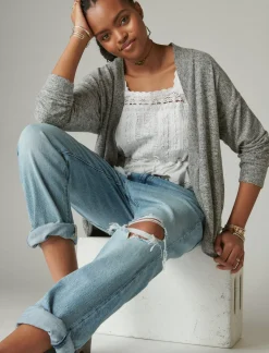 Lucky Brand cloud jersey shawl collar cardigan medium heather gray*WOMEN Activewear