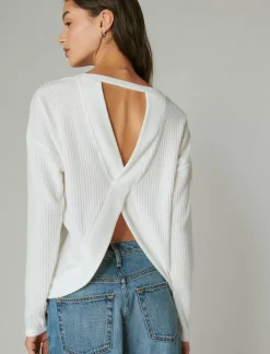 Lucky Brand cloud jersey twist back top whisper white*WOMEN Activewear