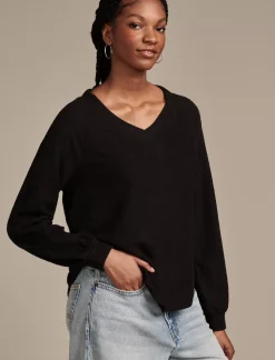 Lucky Brand cloud jersey v neck pullover jet black*WOMEN Activewear