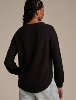 Lucky Brand cloud jersey v neck pullover jet black*WOMEN Activewear