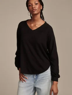 Lucky Brand cloud jersey v neck pullover jet black*WOMEN Activewear