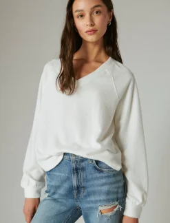 Lucky Brand cloud jersey v neck pullover ethereal white*WOMEN Activewear